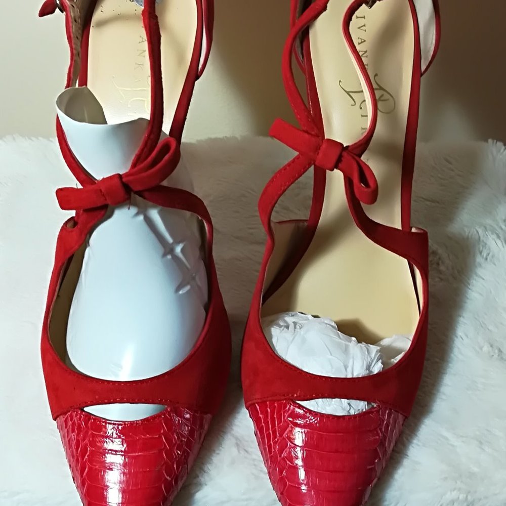 Ivanka Trump  Red Suede / Snake pumps - Size 10 B.